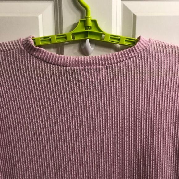 Fantastic Fawn Sz M Bubble Gum Pink Hi Low Sweater Ruffles Oversized Bouncy Knit - Picture 4 of 10